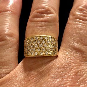 Solid 18K Yellow Gold Diamond Band Ring